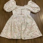 For Love & Lemons Magnolia Mini eyelet Dress Floral Puff Sleeve White XS NWT Photo 1