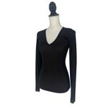 Brunello Cucinelli  Metallic V-Neck Long Sleeve Top Photo 5