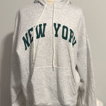 No Boundaries  Light Gray Hoodie with Dark Green Print Photo 0