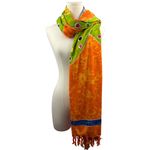 Handmade Batik Butterfly Sarong Wrap Scarf Shawl One Size Primitive Vibes Hawaii Orange Photo 1