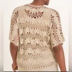 Chico's  Beige Loose Crochet Cottagecore Boho Beach Knit Sweater Top Photo 1