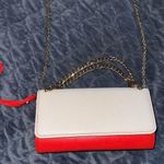 ALDO White and Red Clutch with Chain Accent Photo 0
