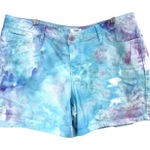 Cato  Plus Size 18W Denim Shorts Handmade Tie Dye Denim Shorts‎ Blue Purple 167 Photo 0