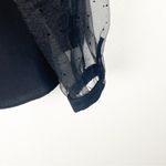 ZARA Black Sheer Long Puffy Sleeves Button Blouse, Size Medium Photo 8