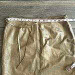 Margaret Godfrey Womens Gold Leather Skirt Size 12 Front Tie Raw Hem Lined EUC Photo 2