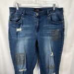 Midnight Velvet‎ Size 14 Jeans Rhinestone Distressed Blue Skinny Mid Rise 829 Photo 2