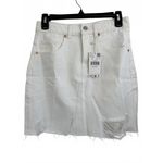 Mango Frayed Hem White Denim Mini Skirt NWT Teen's Large Photo 2