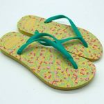 Havaianas  Womens Flip Flop Sandals Rubber Floral Green Yellow Pink Size 6 Photo 0