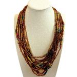 Women’s Necklace Seed Bead Multi Strand Layered Brown Bronze Multi 9/10” Length Photo 0