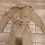 Utility Jumpsuit Long Sleeves Romper Trench Jumpsuit One Piece Unitard Onesie Tan Size M Photo 6