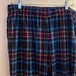 Eddie Bauer Womens Lounge Sleep Pajama Pants XL Plaid Teal Blue Burgundy Photo 1