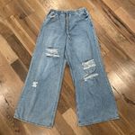 Almost Famous Light Blue Wide Leg Distressed Denim Jeans Size Large Photo 0