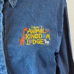 Disney Animal Kingdom Embroidered Button Down Shirt Denim Size Large Blue Size M Photo 1