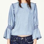 ZARA Woman Premium Denim Collection Chambray Bell Sleeve Size M Photo 1