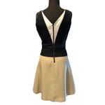 Ann Taylor Day Dress Stretch Poly Blend Black Tan White Dbl V Neck Lined Zipper Photo 10