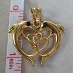 Boutique Gold Filled Charm Pendant Heart Shape Double Dolphin with Hearts Photo 3