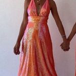 Song of Style cross back orange sequin midi dress NWT Size XS Photo 2
