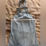 Denim Halter Top Keyhole Tie Neck Mini Dress Women’s Sz Small EUC Blue Photo 5