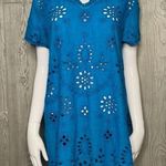Nwt kyla seo short sleeve t shirt hand dyed cotton beach Summer oversized sm Blue Photo 2