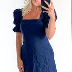 Reformation Evianna Puff Sleeve Linen Mini Dress Photo 0