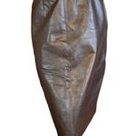 PELLE CUIR VINTAGE 1990'S BROWN GENUINE LEATHER SKIRT (10) Photo 0