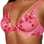 Love Vera Embroidered Heart Strappy Underwire Bra Size 36G NWOT $65 Pink Photo 0