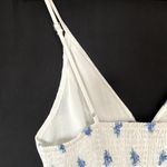 Simplee Apparel Simplee white and blue floral sundress cutouts ruched back v-neck maxi length L Photo 7