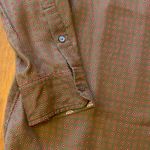 Banana Republic  button up blouse women’s large olive green red white 100% Silk Photo 4