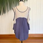 Umgee USA Cold Shoulder Boho Blouse with Crochet Lace - Size L Photo 4