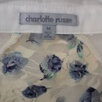 Charlotte Russe Women's Ruffle Lace Sleeve Tie Front Top White Floral Size M Photo 2