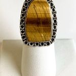 TIGER’S Eye Genuine Stone 925 Sterling Silver Ring Brown Size 6 Photo 0