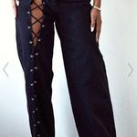 Pretty Little Thing SHAPE BLACK LACE UP SIDE WIDE LEG JEANS Photo 0