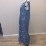 Studio vintage blue linen floral sleeveless maxi dress Size L Photo 3