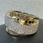 14KT Yellow Gold Honeycomb Half Eternity Pave Diamond Ring Size 7 Photo 1