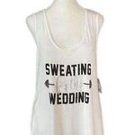 LDLA Bridal Sweating For The Wedding White & Silver Metallic Barbell Tank Top XL Photo 0