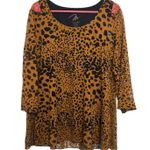 MiracleBody by MiracleSuit Animal Print 3/4 Sleeve Slimming Tunic Size XL Sheer Orange Photo 0
