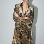 ZARA  Olive and Brown Tie Dye Velvet Coat Photo 0