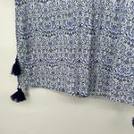 Solitaire  Swim Cover Up Tunic Boho Blue Embroidered Beaded Tassels Size M Photo 5