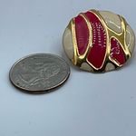 Vintage big round enamel clip back earrings Pink Photo 7