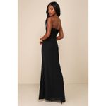 Lulus  Epitome of Allure Black Mesh Strapless Ruched Maxi Dress Bridesmaid Sz M Photo 1