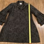 Anthropologie Finley Bradley Jacquard black gray long bell sleeve Mini Dress L Size M Photo 9