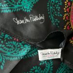 Diane Von Furstenberg  100% Silk Scarf Black Multicolor Paisley Plaid Luxury Photo 5