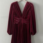 Gianni Bini NWT  Mariah 3/4 Sleeve Plunging V-Neck Burgundy Velvet A-Line Dress Photo 4