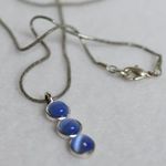 Triple Drop Blue Cat's Eye Chic Silver Tone Snake Chain Necklace Photo 2