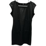 Bebop  Black Leather Look Cap Sleeve Zip Back Stretch Mini Dress Size Large Photo 8