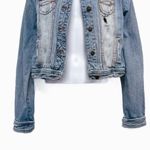 Anthropologie Distressed Blue Jean Denim Jacket Coat Medium Wash Button Close Pockets Large Photo 2