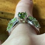 Natural Peridot White Diamond Sterling Silver Ring Size 6 Photo 1