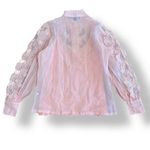 Boston Proper Pink Cutout Lace Button Up Drama Sleeve Shirt Size Small Photo 4