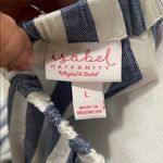 Isabel Maternity by Isabel and Ingrid Off the Shoulder Striped Maxi Dress Large Blue Size undefined Photo 3