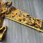 Mello Day Shirt Womens Medium Floral Ruffled Long Sleeve Yellow Photo 6